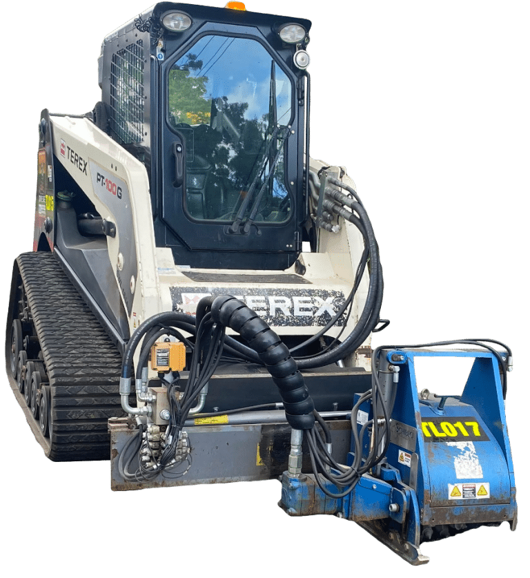 A skid steer with a bucket attached to it.